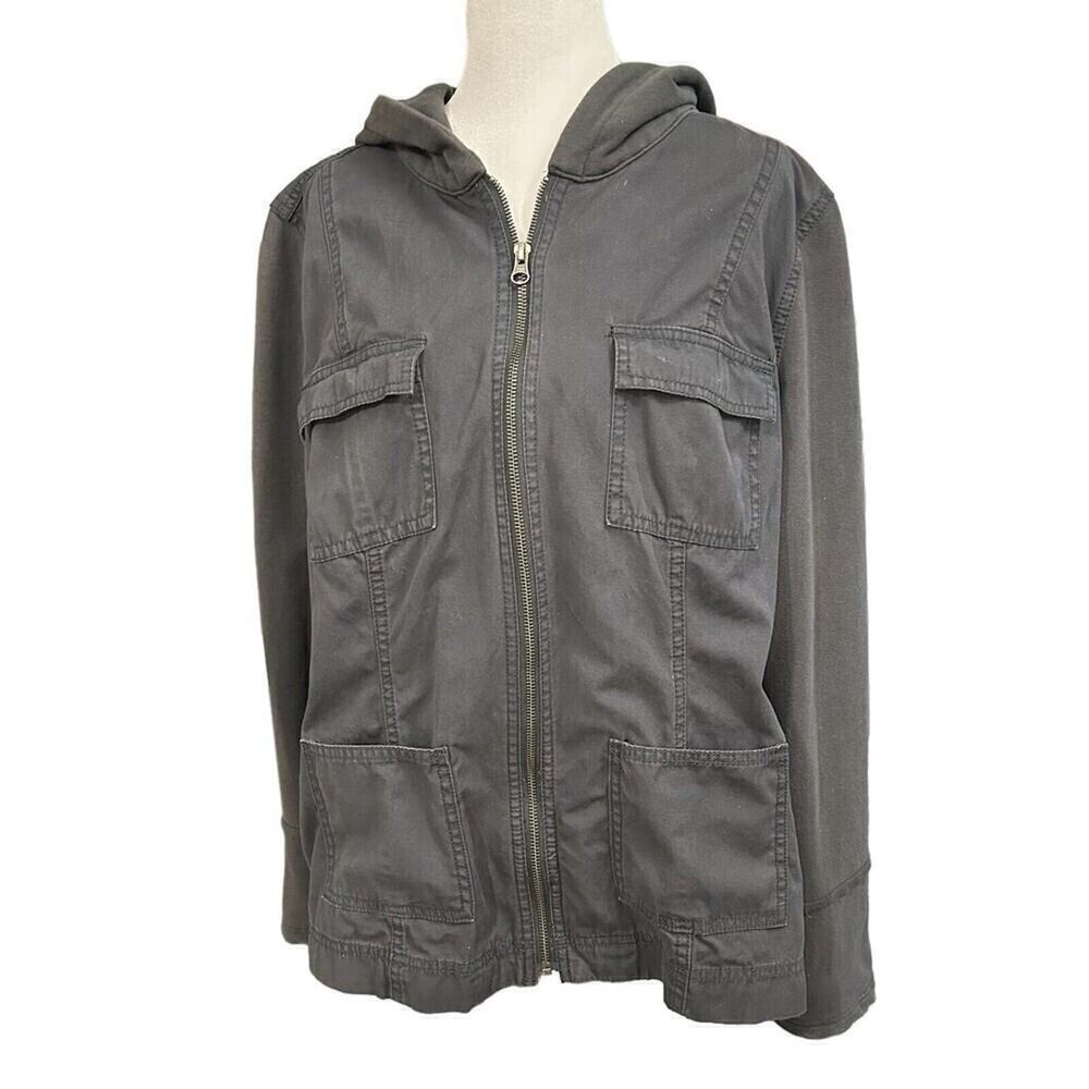 Ruff Hewn Women's Jacket Size XL Gray Hooded Full Zipper #SH